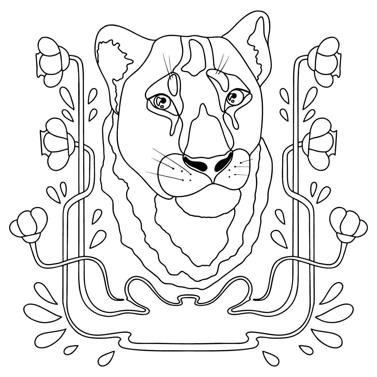 Рисунок раскраска львица