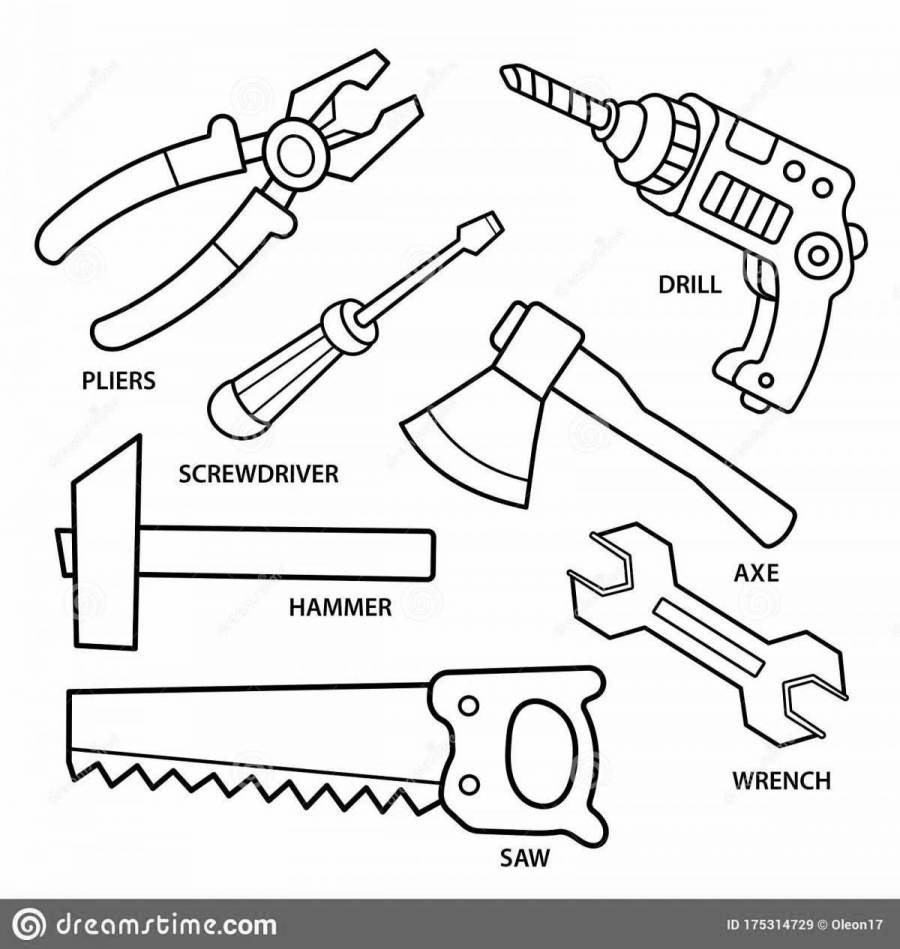 Столярные инструменты раскраска для детей