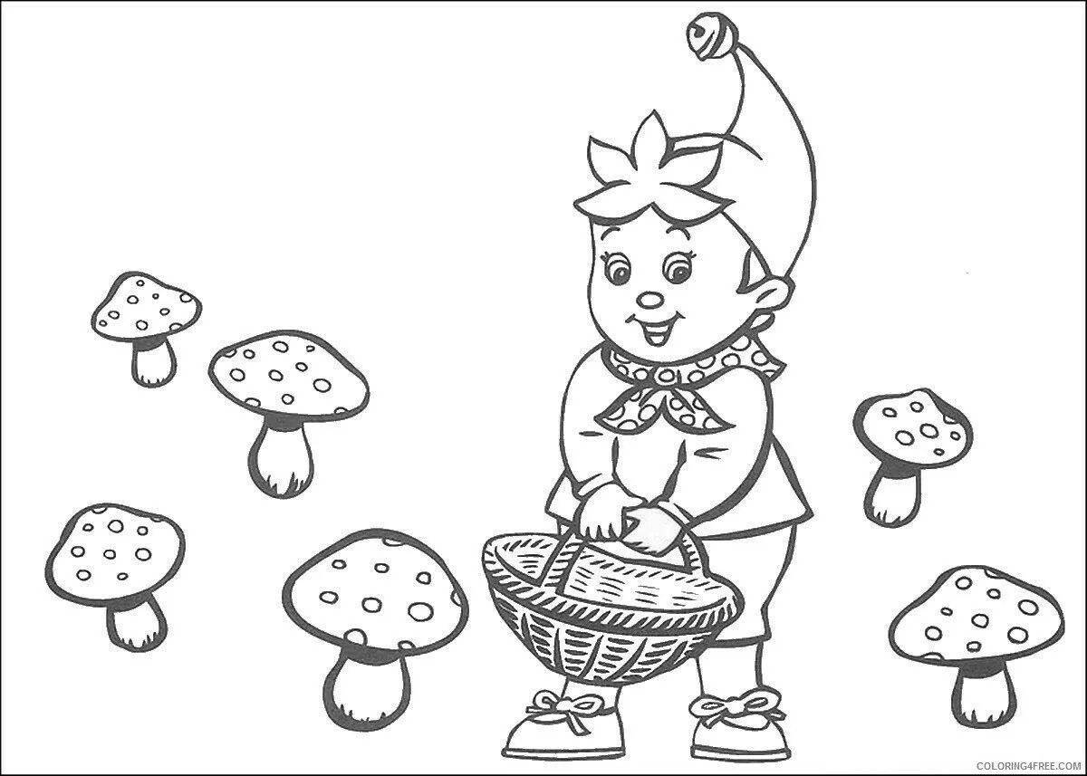 Стойкие дети собирают грибы в лесу