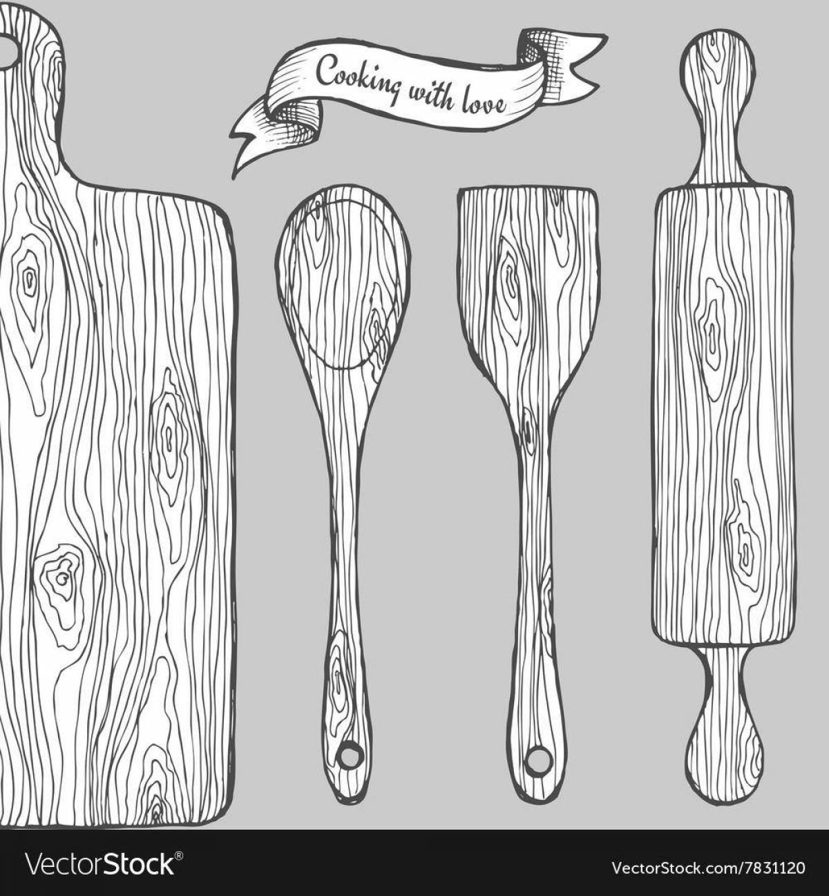 Sparkling wooden dolls coloring book