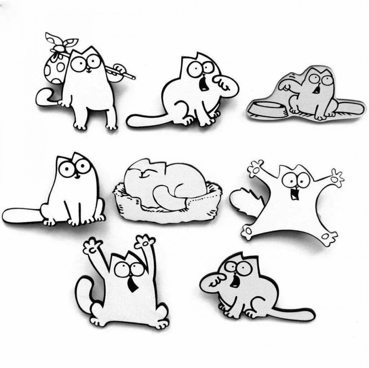 Amazing coloring pages little cats for stickers