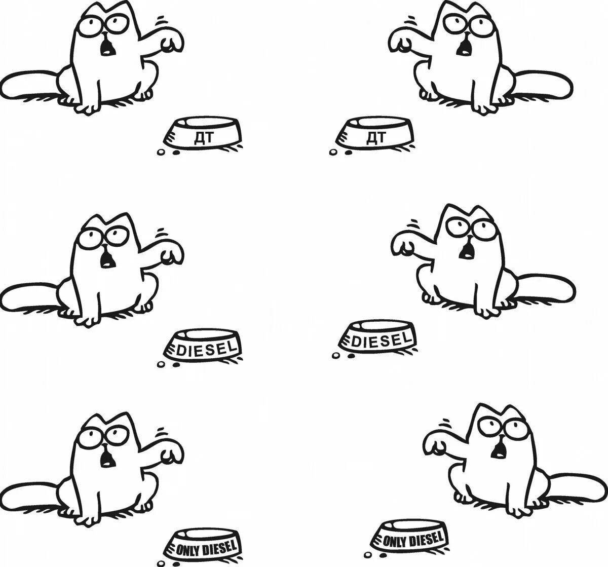 Naughty coloring pages little cats for stickers