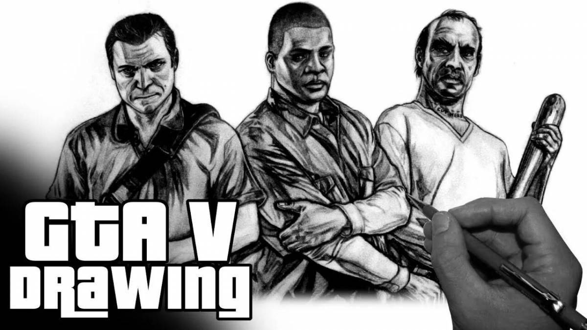 Радостная раскраска из gta 5 франклин и чоп