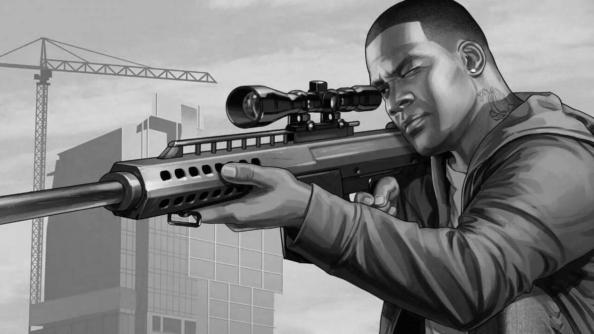 Игривая раскраска франклин и чоп из gta 5