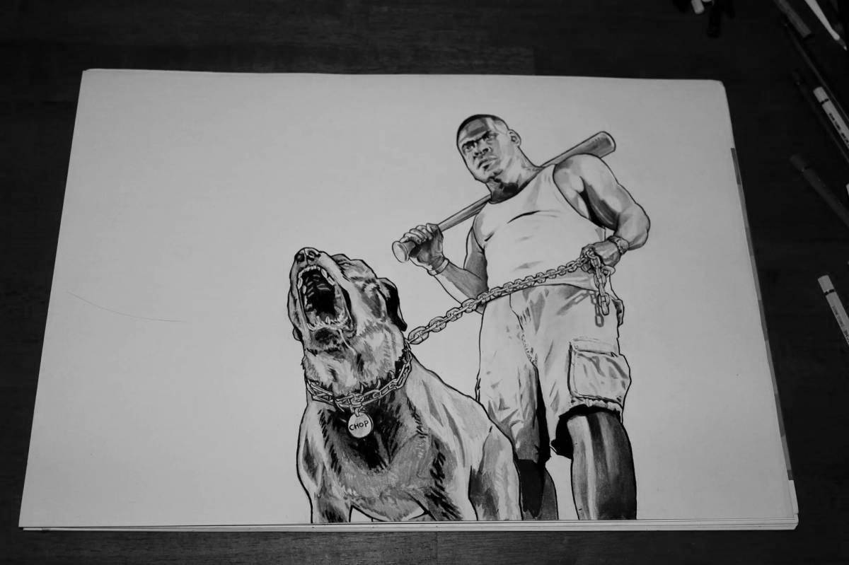 Невероятная раскраска франклин и чоп из gta 5