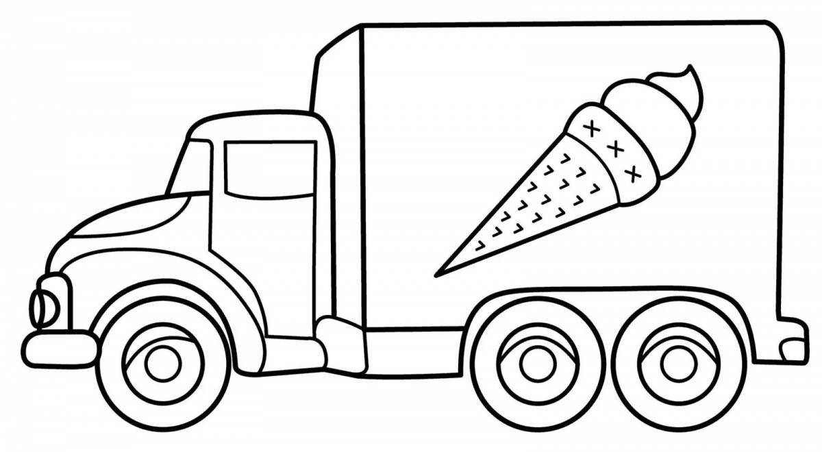 Красочная страница раскраски грузовиков для детей