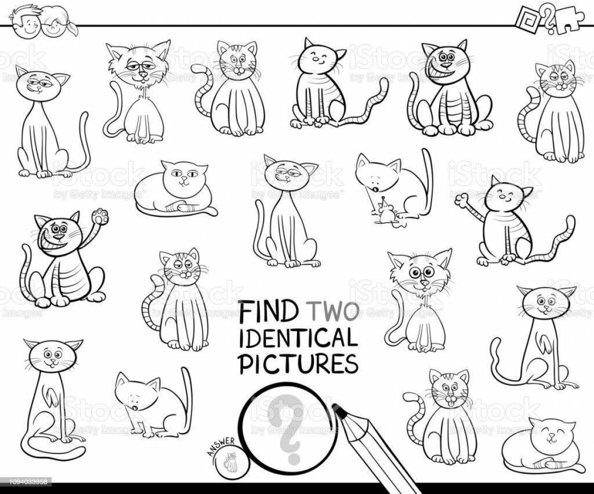 Красочная страница раскраски «много кошек»