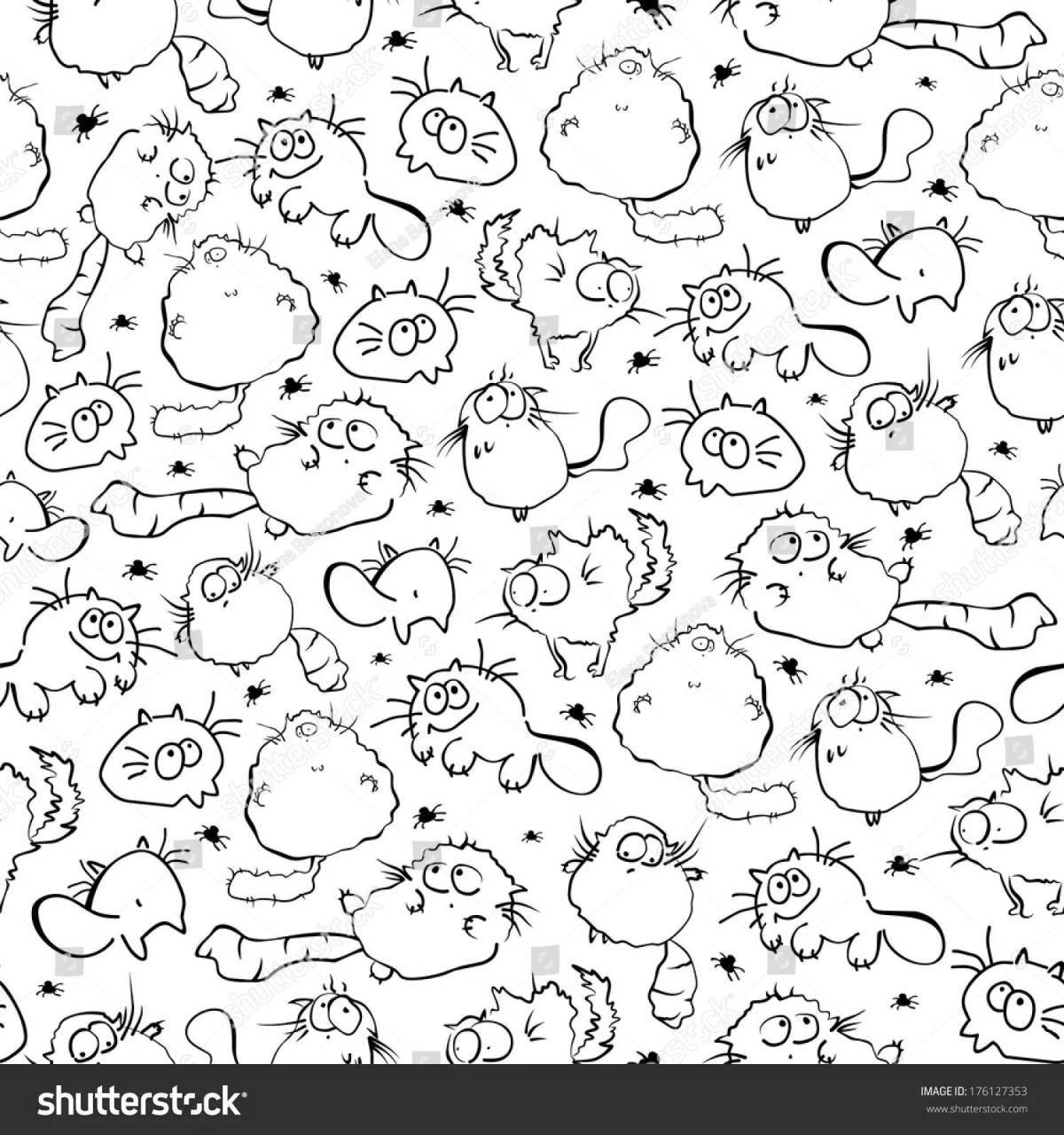 Playful many cats coloring page