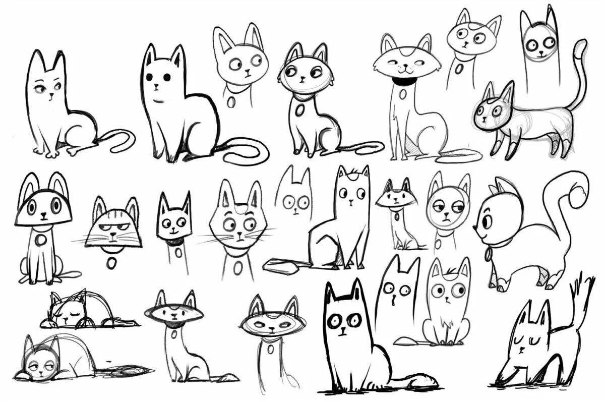Очаровательная раскраска «много кошек»