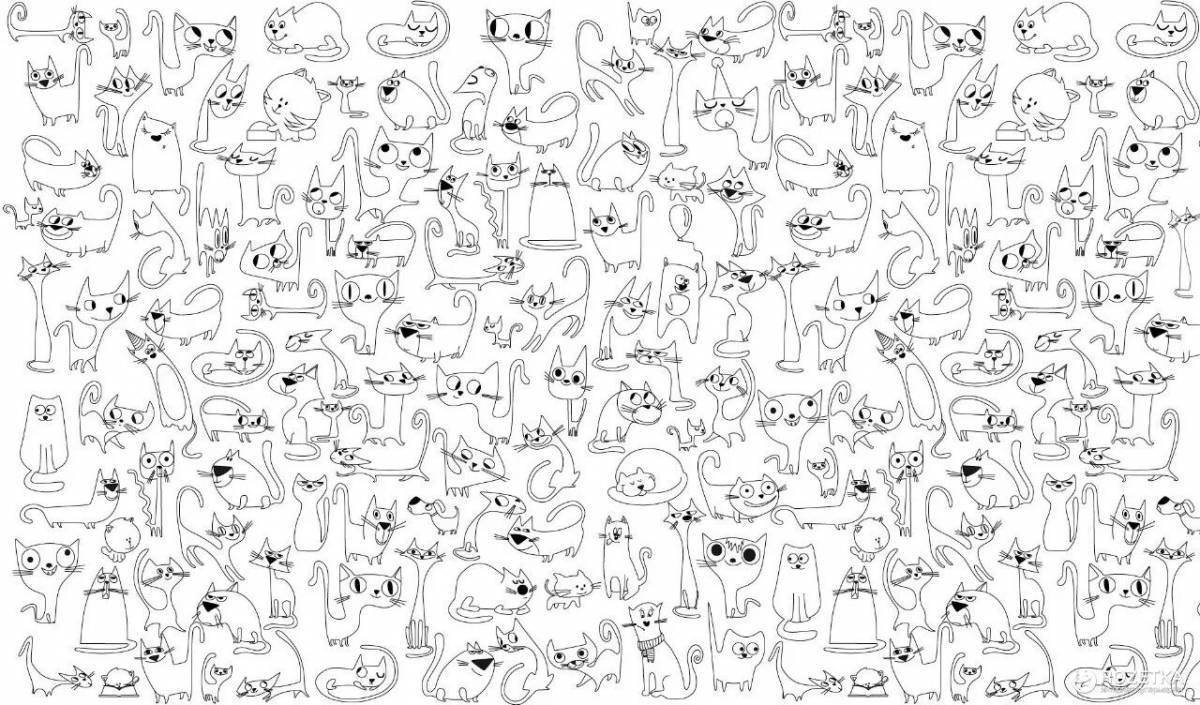 The charm of many cats coloring pages