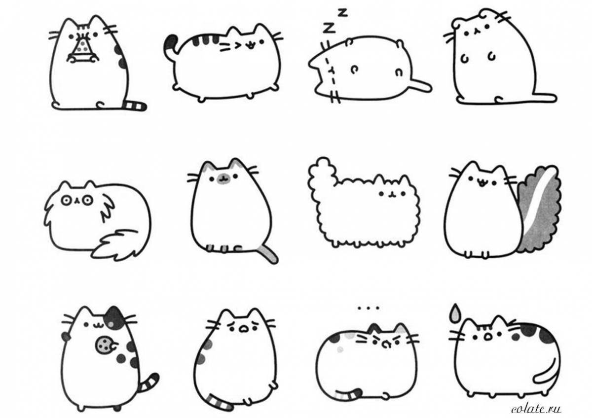Праздничная раскраска «много кошек»