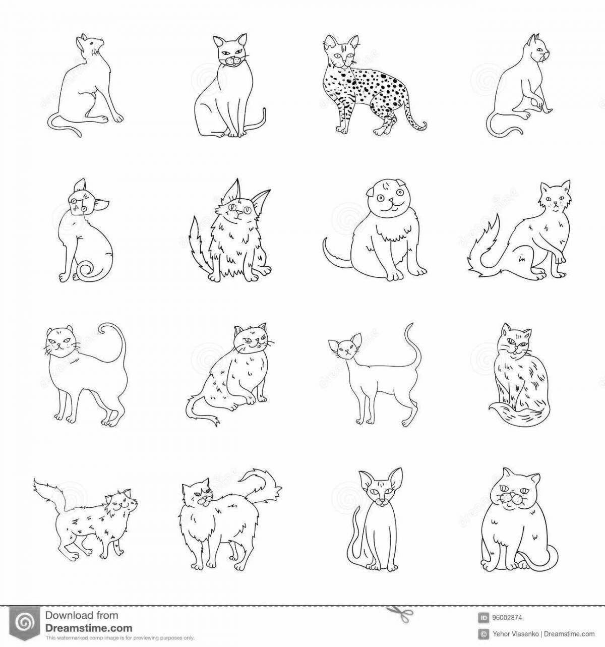 Coloring pages many cats obsessed with flowers