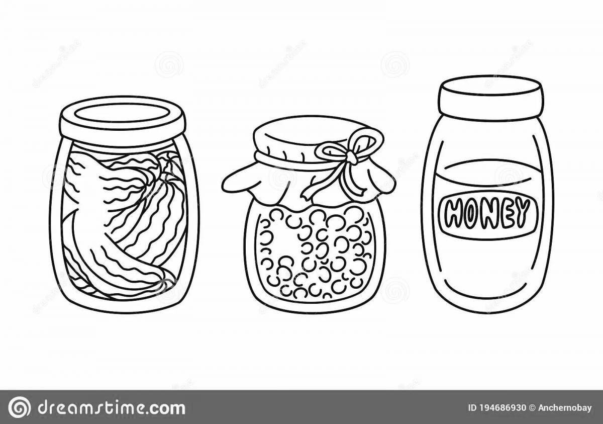Coloring book funny jar of vitamins