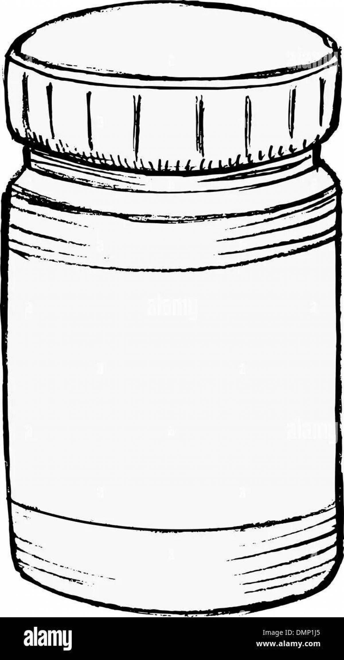 Coloring book shiny jar of vitamins