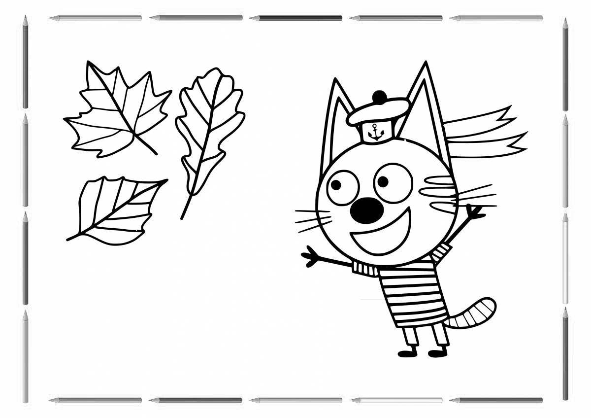 Adorable three cats coloring book