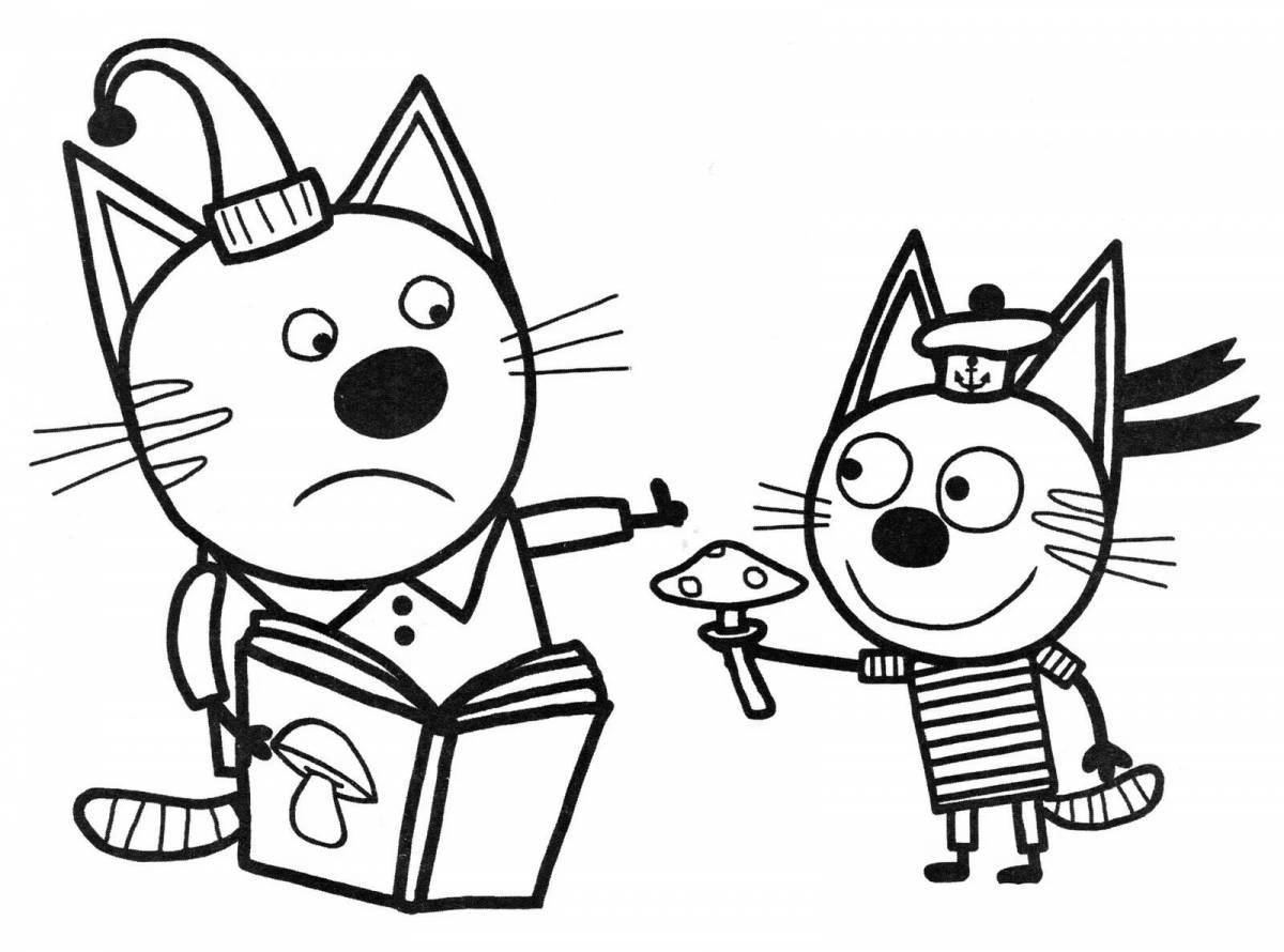 Coloring book happy three cats