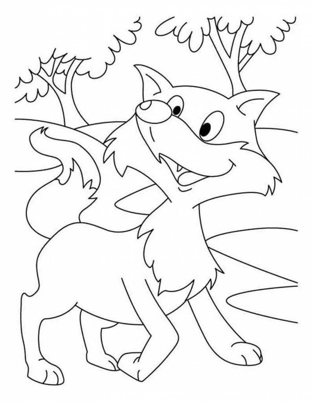 Adorable fox and crow coloring book