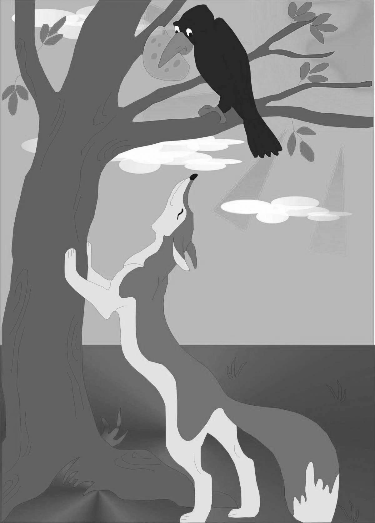 Wonderful fox and crow coloring book