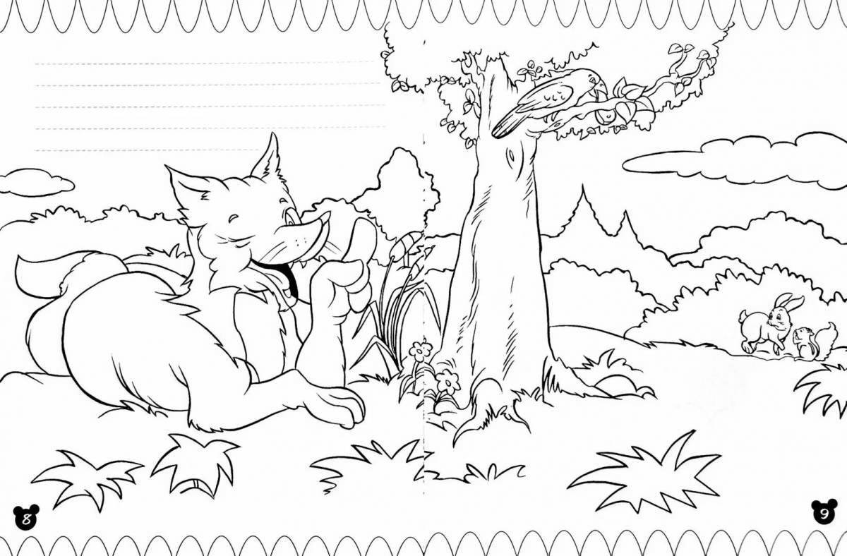 Violent fox and crow coloring book