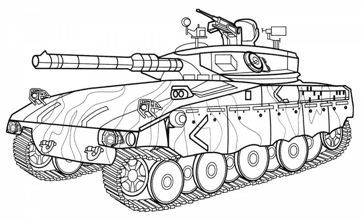 Playful cartoon tank coloring page