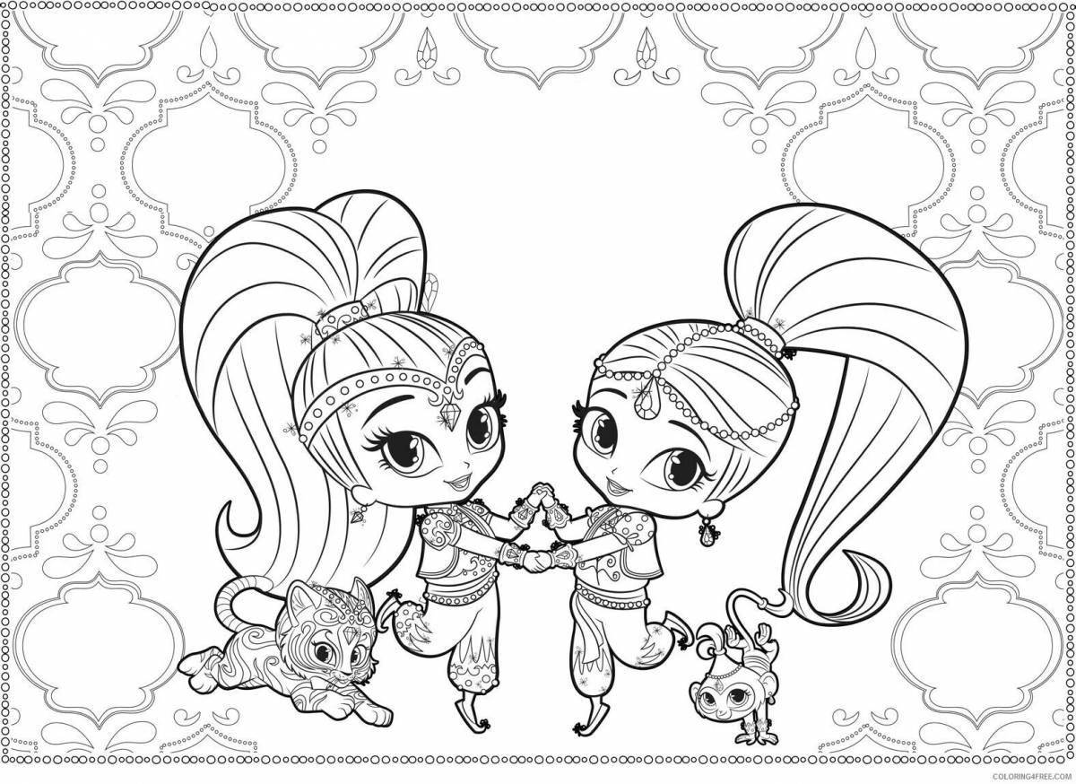 Fun coloring book for kids shimmer and shine