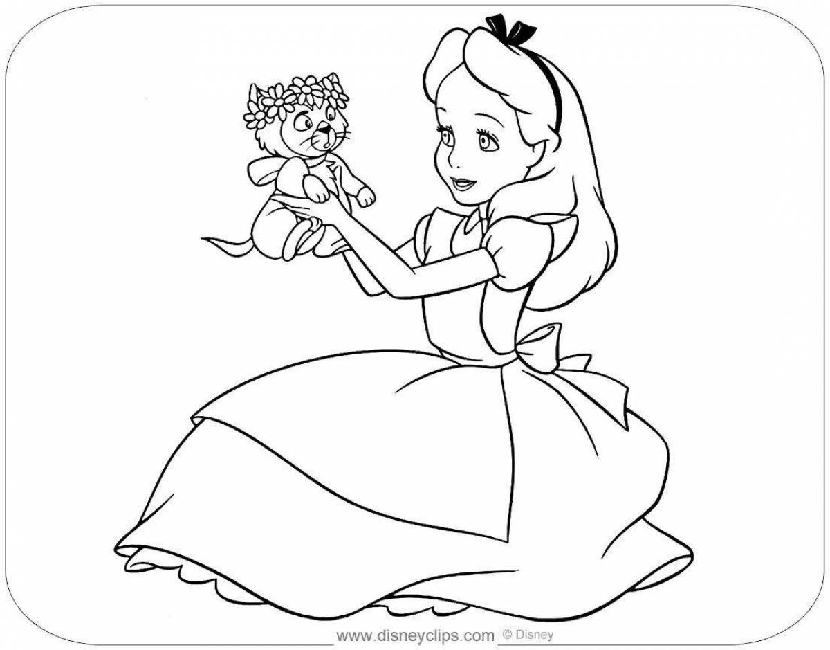 Colorful alice in wonderland disney coloring page