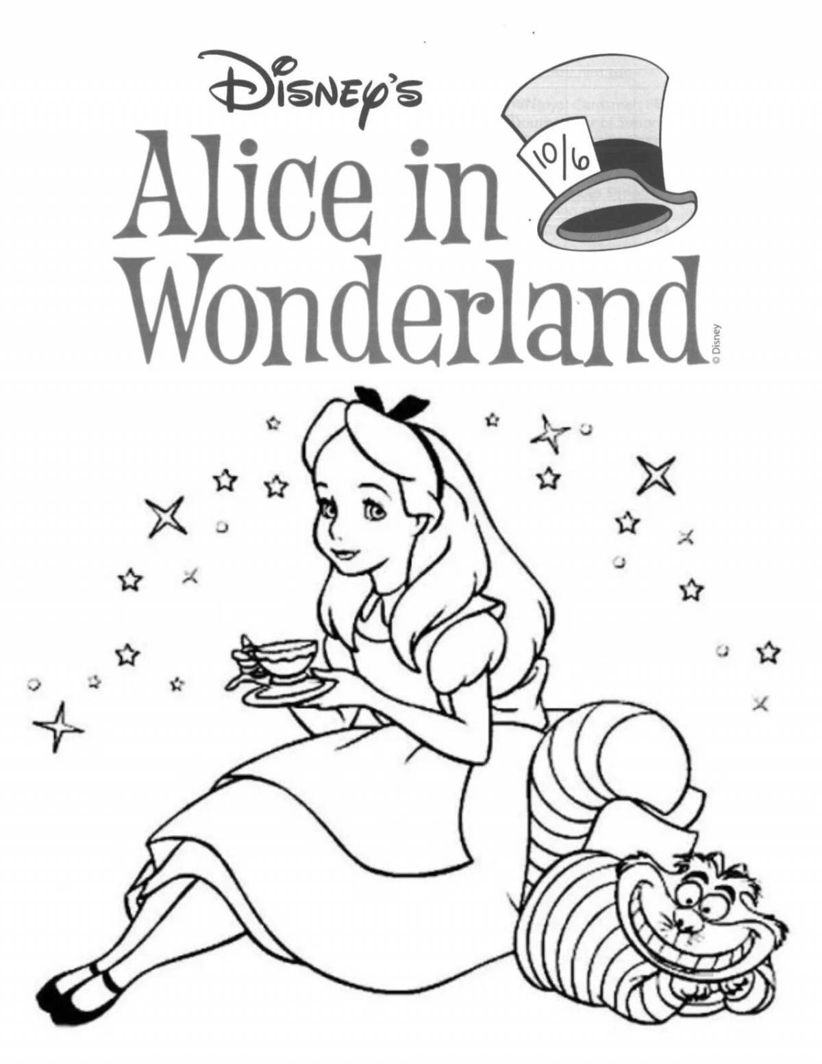 The incredible alice in wonderland disney coloring page