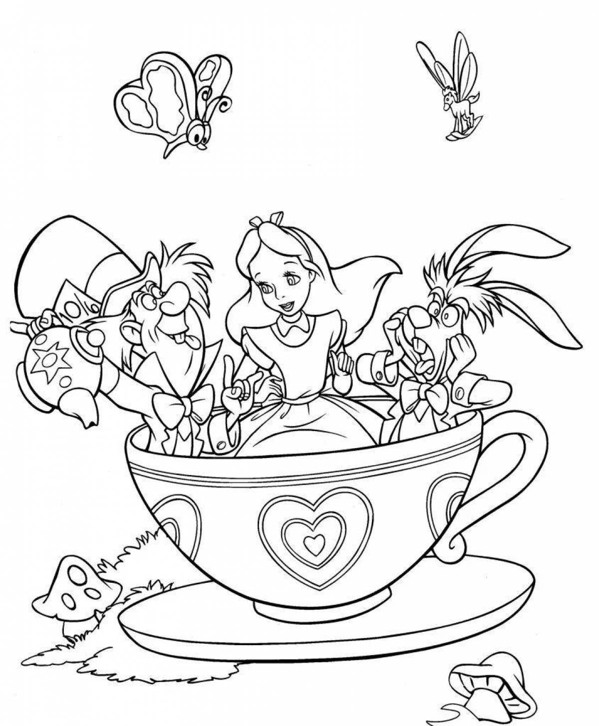 Beautiful alice in wonderland disney coloring page