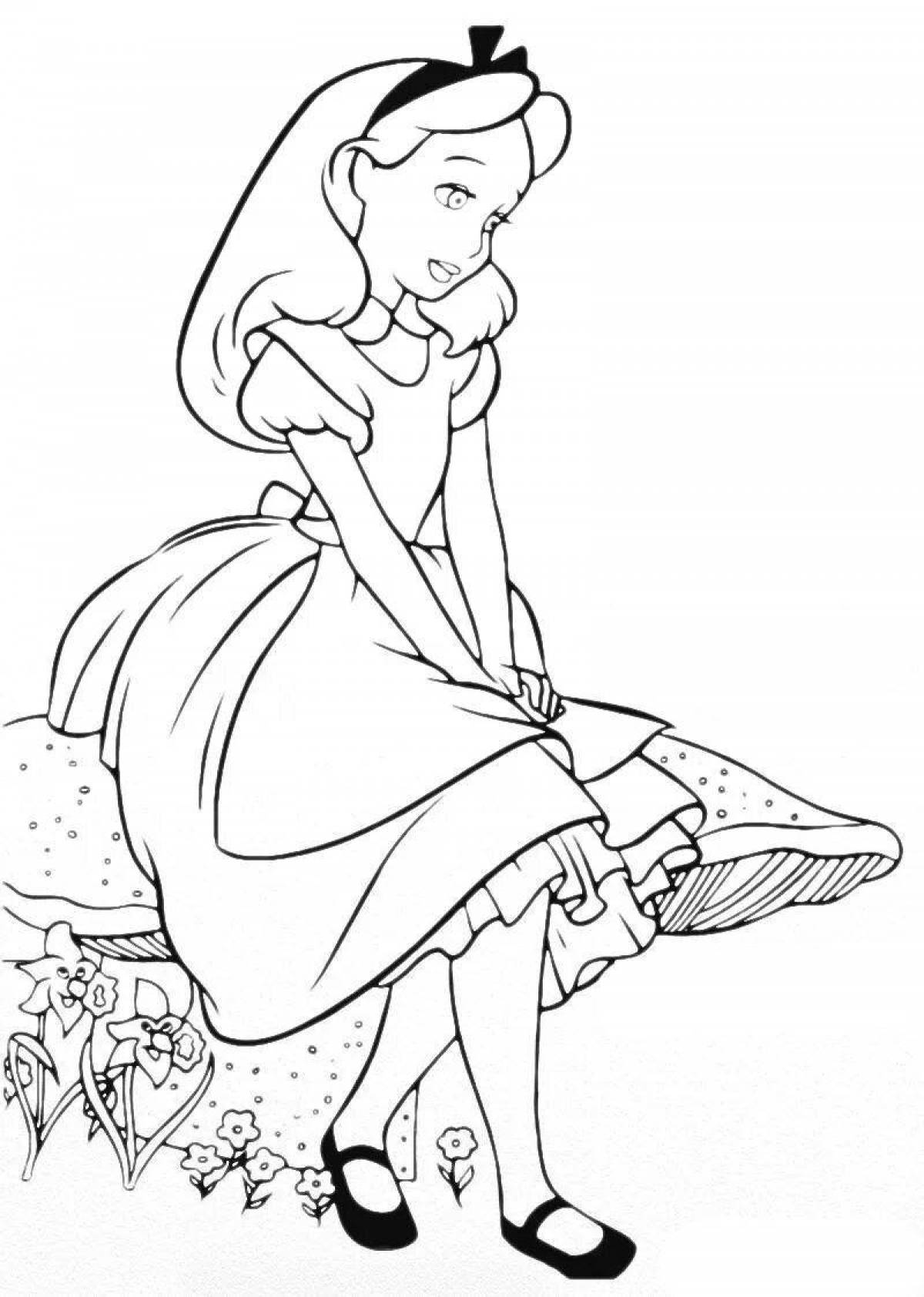 Serene alice in wonderland disney coloring page