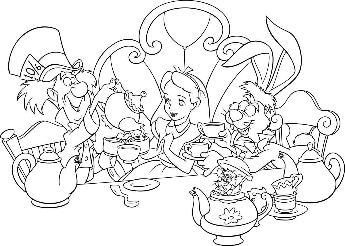 Юмористическая алиса в стране чудес disney coloring page