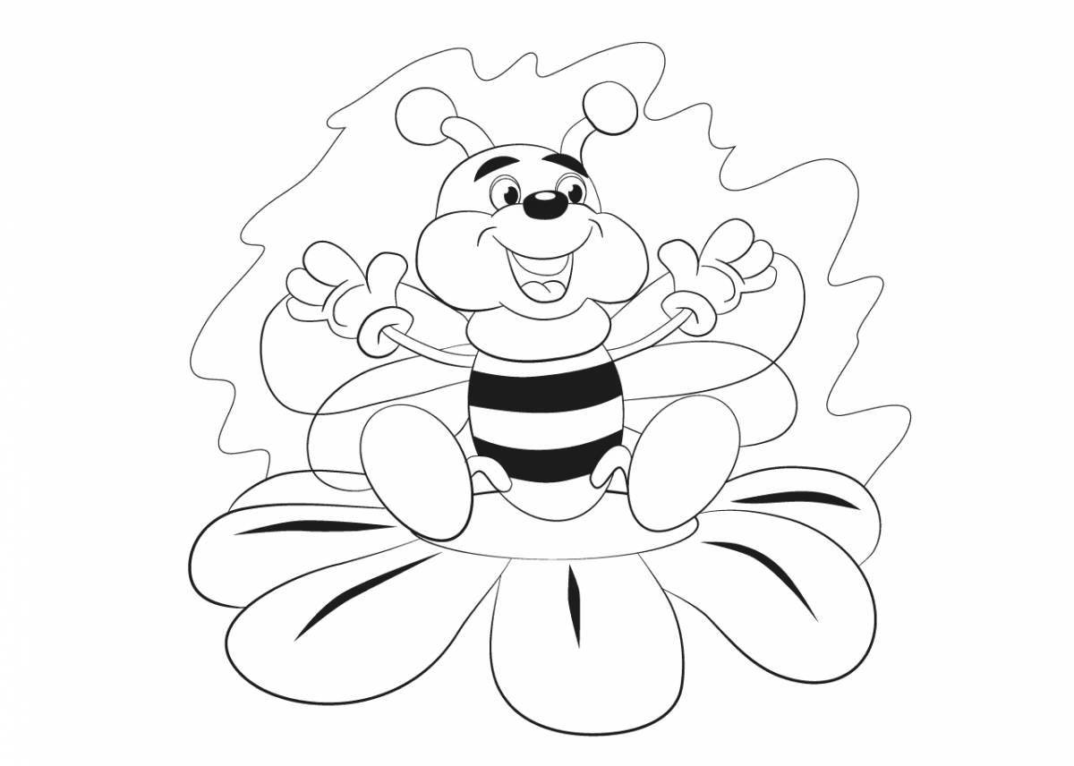 Playful bee coloring page for kids