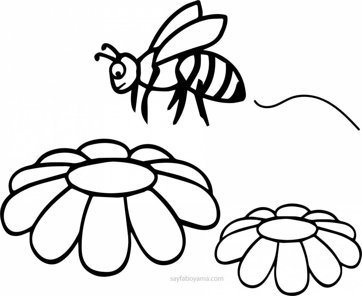 Coloring book happy bee for kids