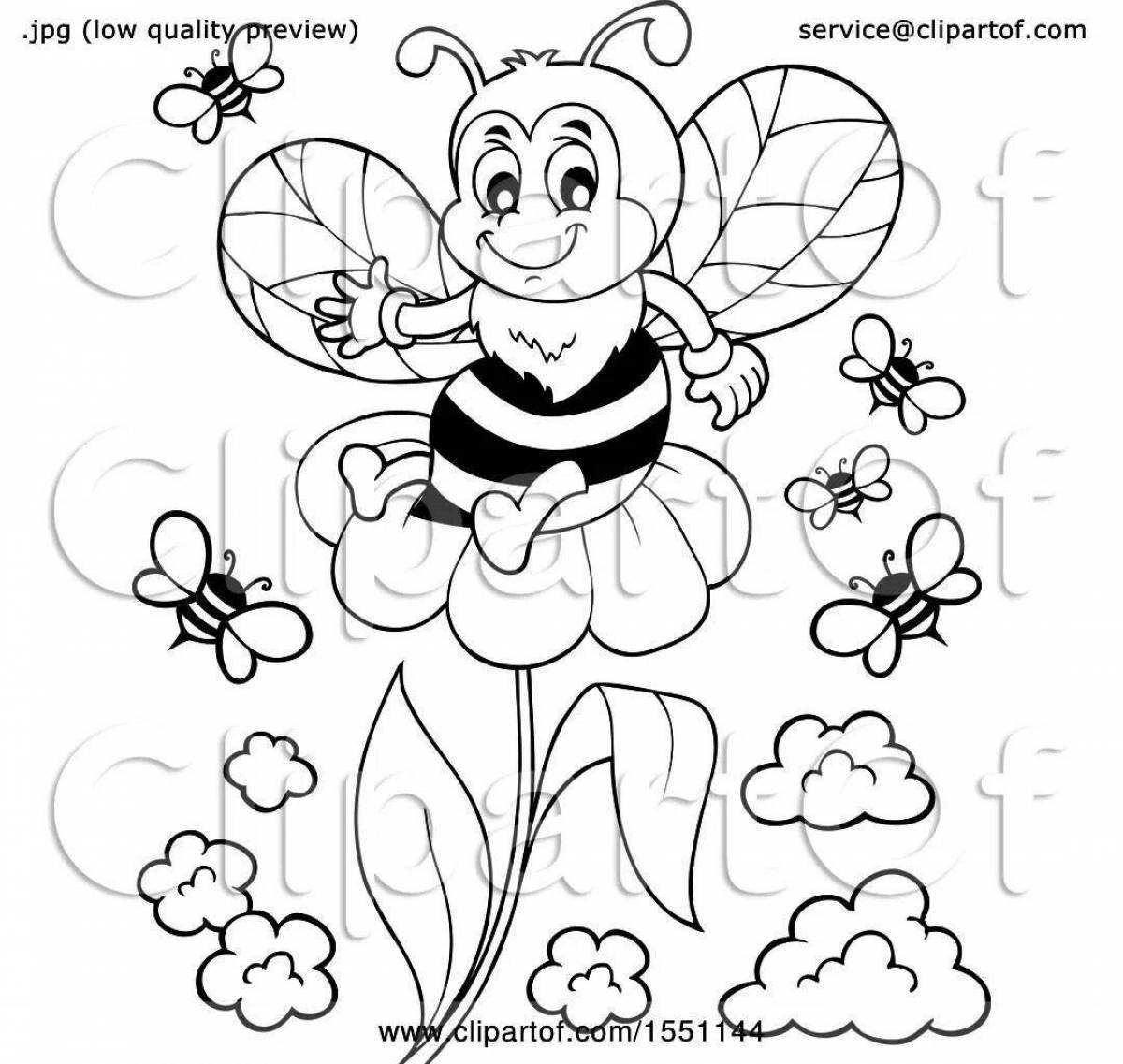 Exciting bee coloring page for kids