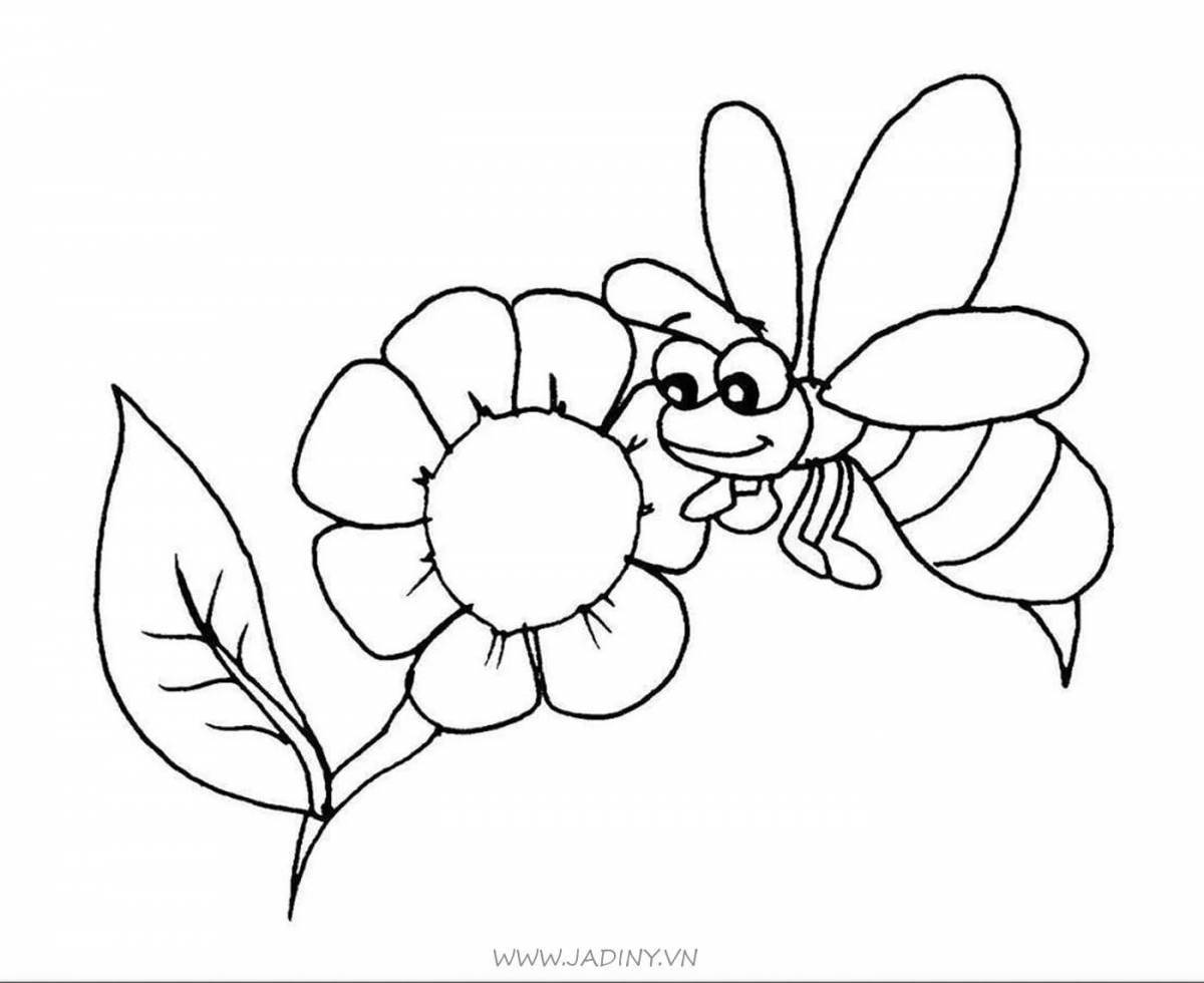 Fun bee coloring book for kids