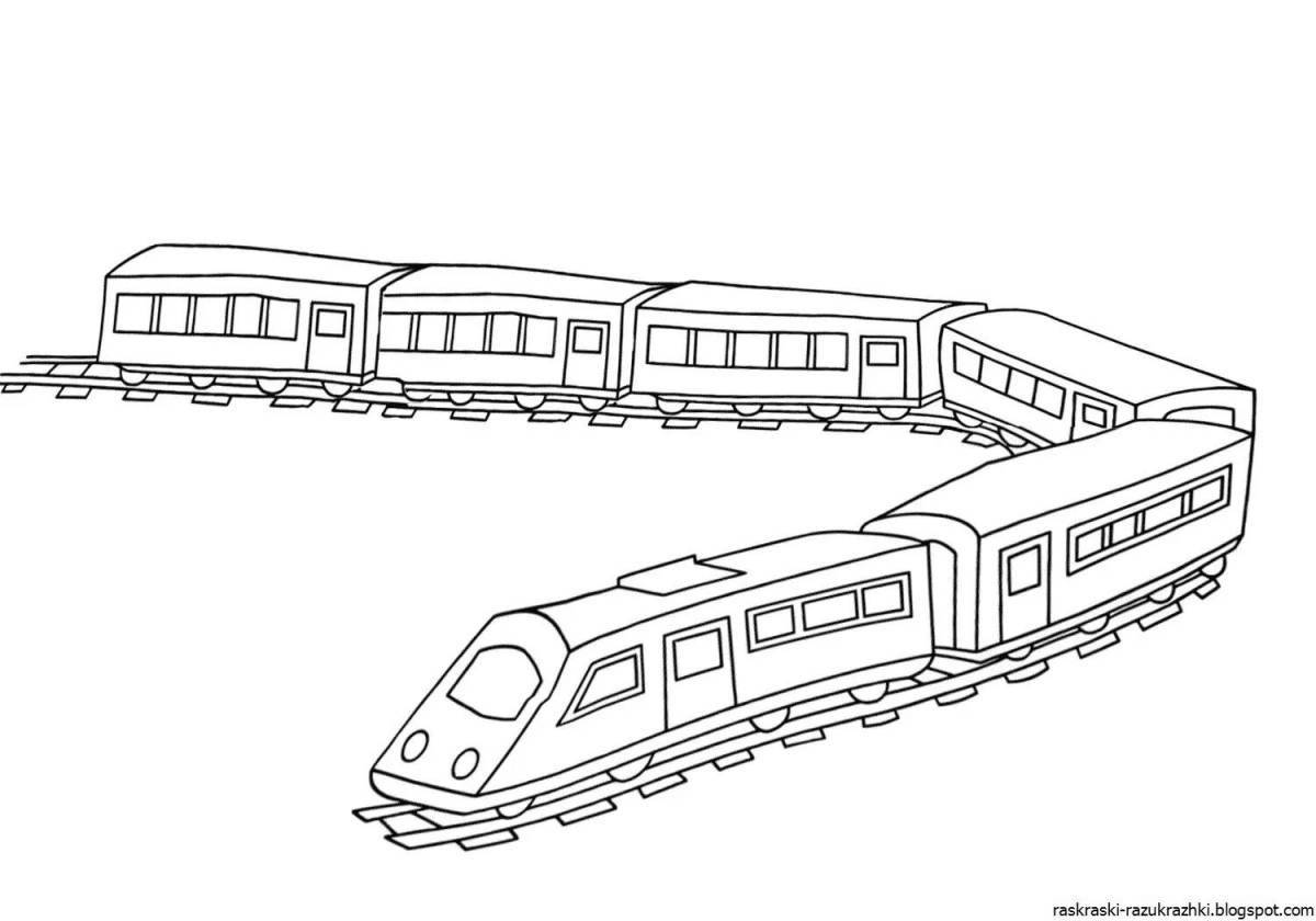 A fun coloring book for kids with a swallow train