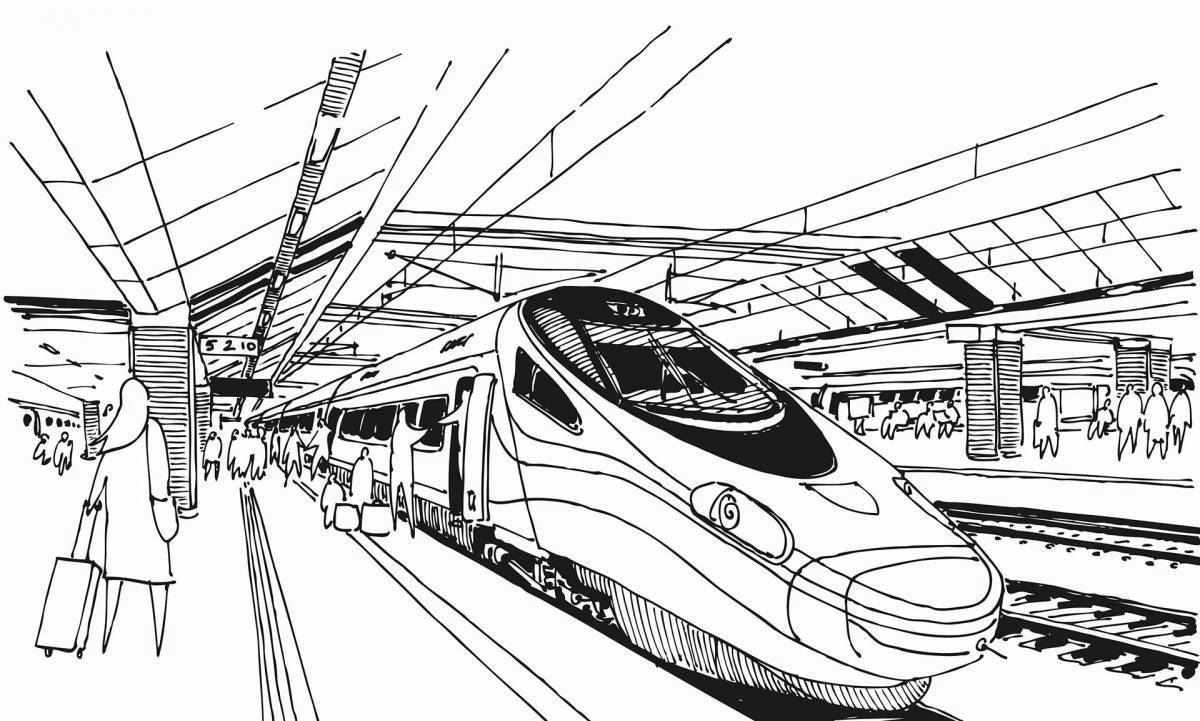 Увлекательная раскраска поезда с ласточками для детей