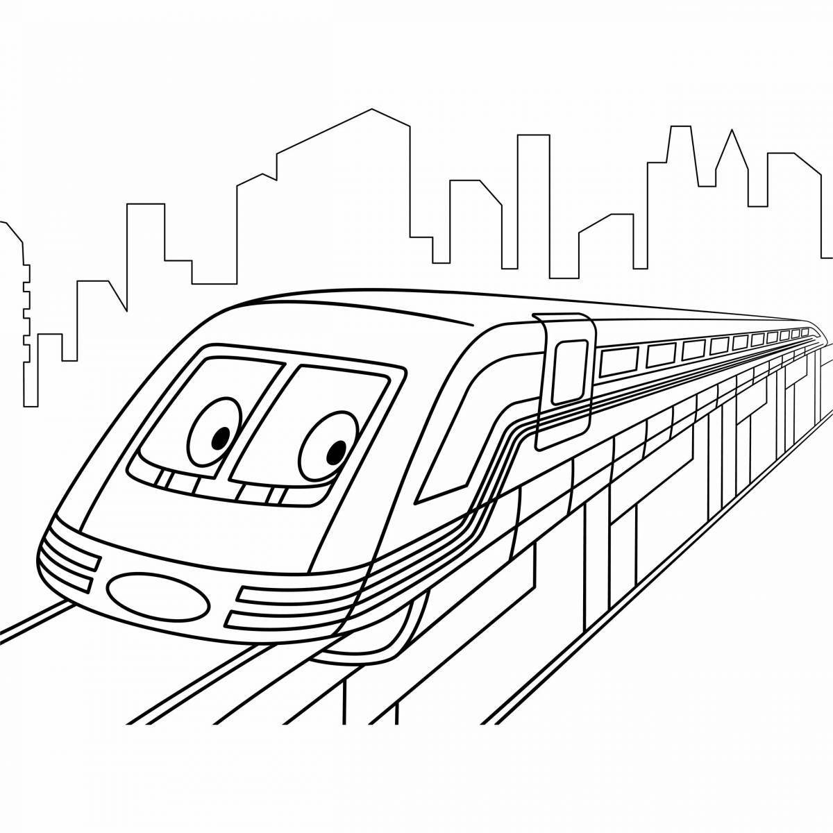 Adorable train coloring book with swallows for kids