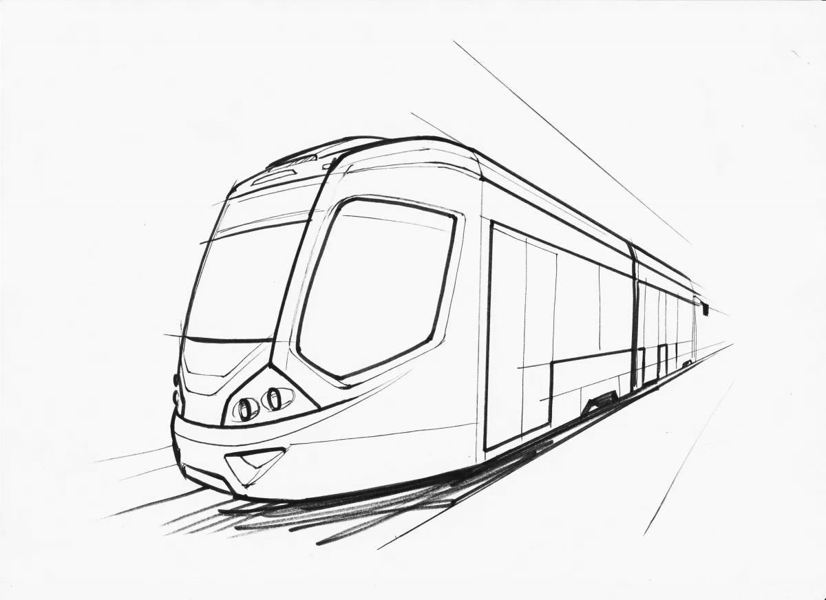 Living train coloring page with swallows for kids