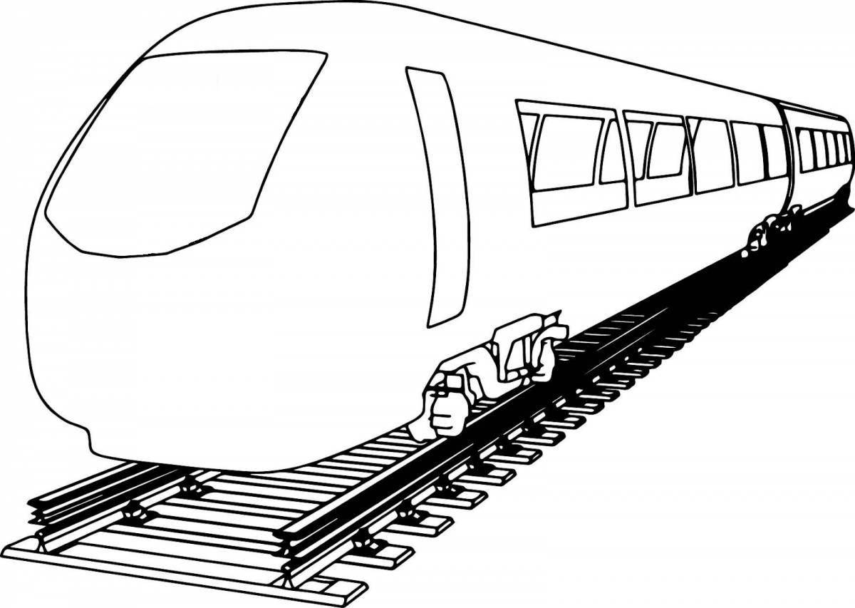 Inspirational train coloring book with swallows for kids