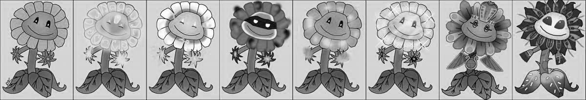 Цветная яркая раскраска plants vs zombies 2 sunflower