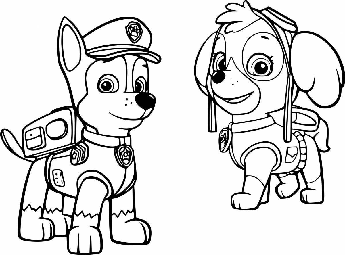 Colorful paw patrol coloring page