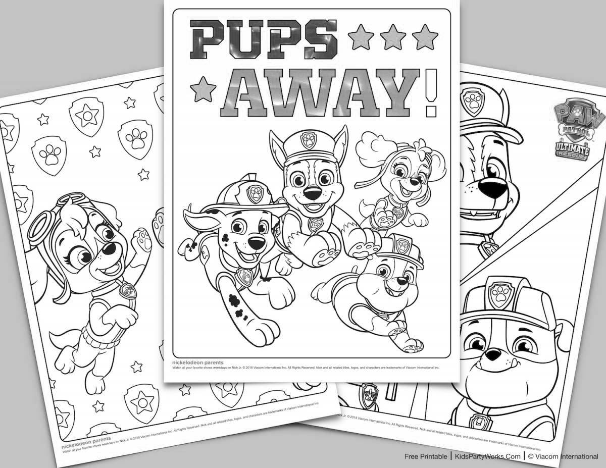 Paw Patrol fun coloring book with colored outline