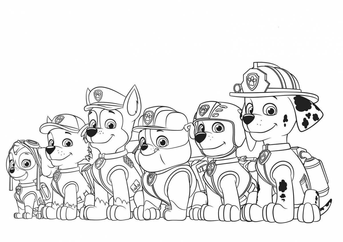 Paw Patrol Joyful coloring book with colored outline