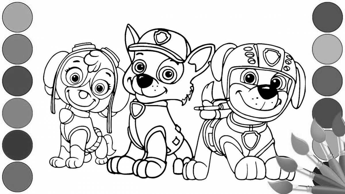 Attractive paw patrol coloring book with bright outline