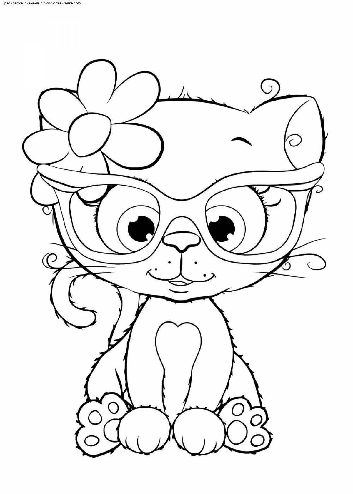 Naughty coloring cute cats for girls