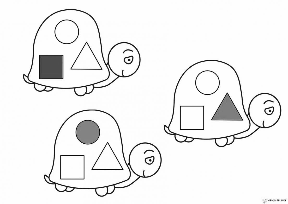 Coloring pages with great geometric shapes for 3-4 year olds