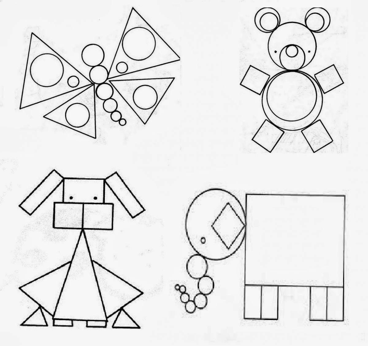 Color-regal geometric shapes coloring page for children 3-4 years old