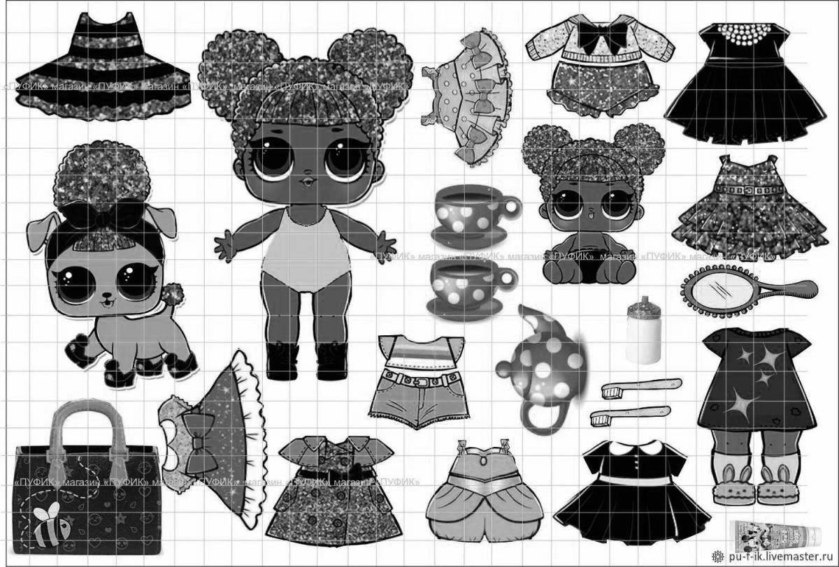Color-crazy coloring page lol dolls with clothes and accessories