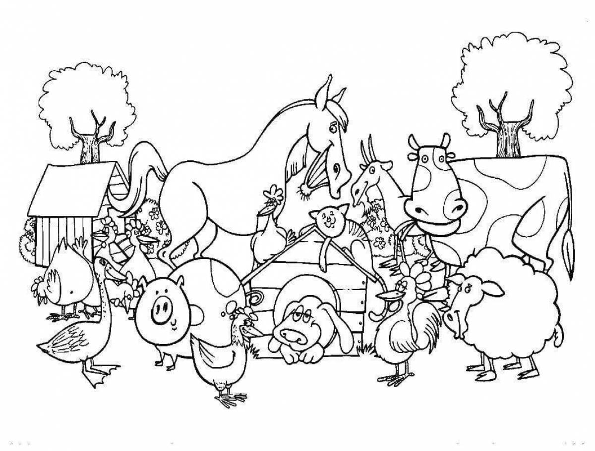 Shiny winter animal hut coloring page