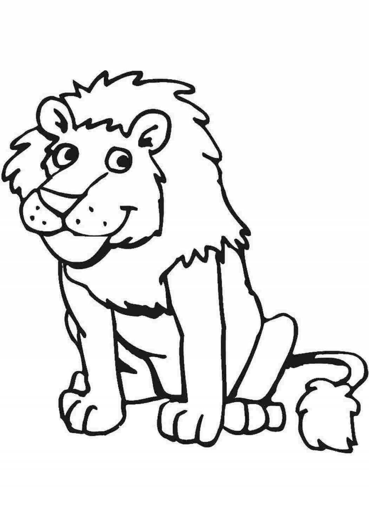 Coloring book bright lion for children 6-7 years old